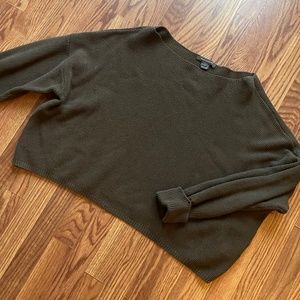 French Connection Oversize Knit Cropped Sweater in Olive Green, Size L